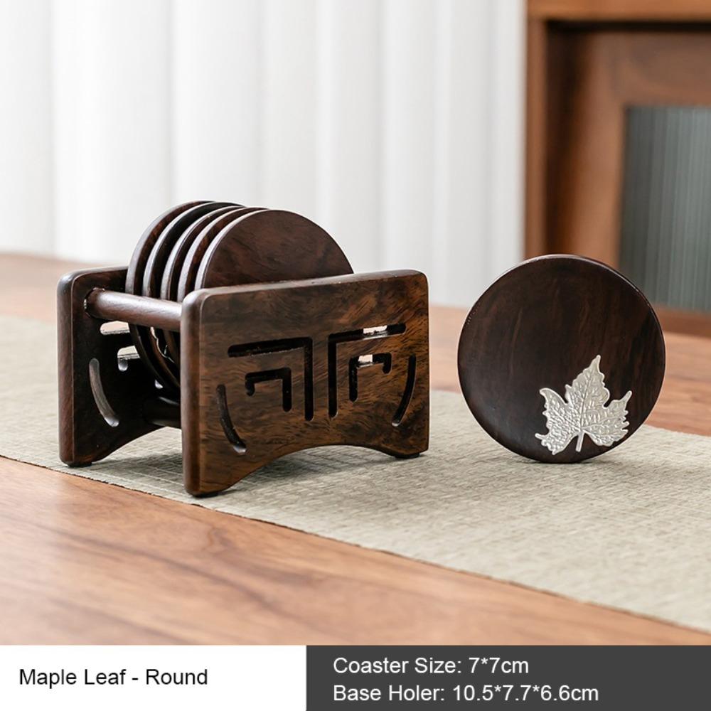 High-End Black Sandalwood Coaster Heat Insulation Heat Resistant Cup Mat Tea Ceremony Accessories Tea Tray Dining Table