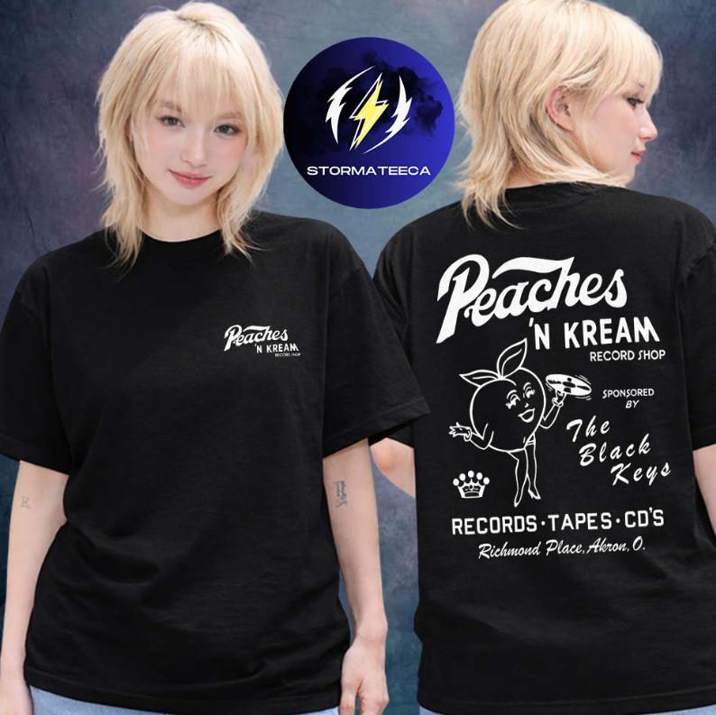 The Black Keys Merch Peaches N Kream World Tour 2026 Peach Record Unisex T-Shirt S