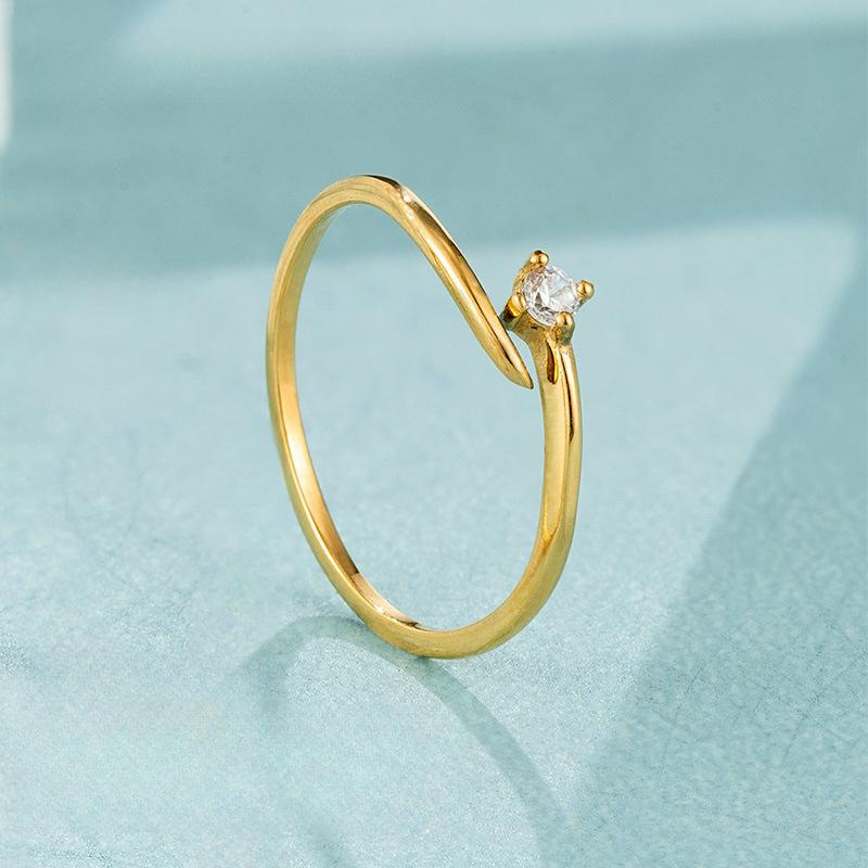 Simple Ins Wind Opening Zircon Ring Women's Niche High-end Titanium Steel Ring Does Not Fade Dopamine Jewelry