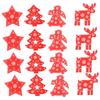 16Pcs Decorative Wood Chips Elk Star Angel Christmas Tree Wooden Hanging Ornaments with Twine