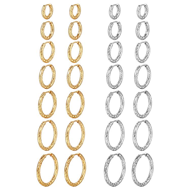 European-American Fashion Star Titanium Steel Round Women's 18K Gold-Plated Minimalist Stainless Steel Earrings