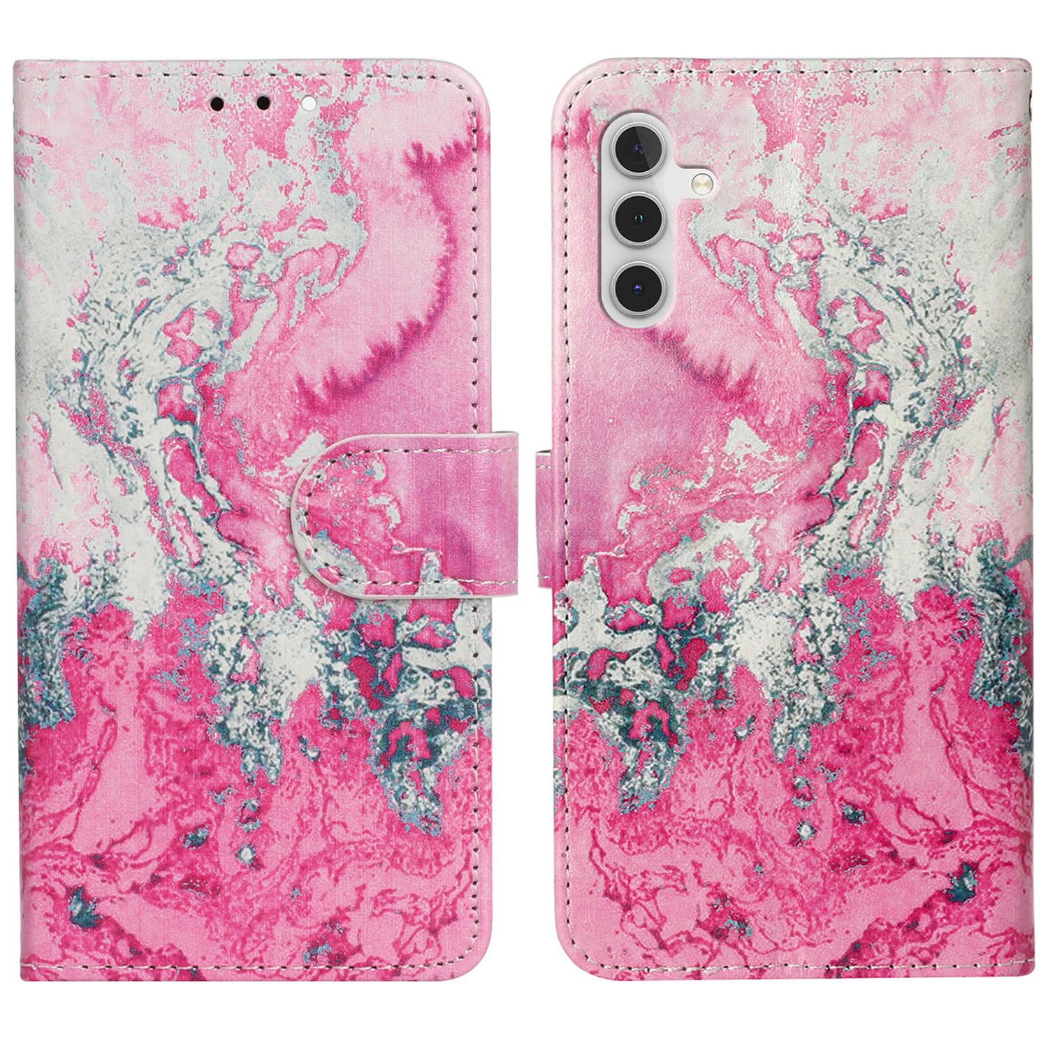 

Для Samsung Galaxy A26 5G Чохол з візерунком PU шкіряний чохол-книжка Pink Seawater Marble