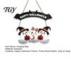 Festive Party Props Happy Halloween Ghost Door Sign, Wooden Three Wall Plaque Hanger, Front Hanging Supplies Decorative Sign