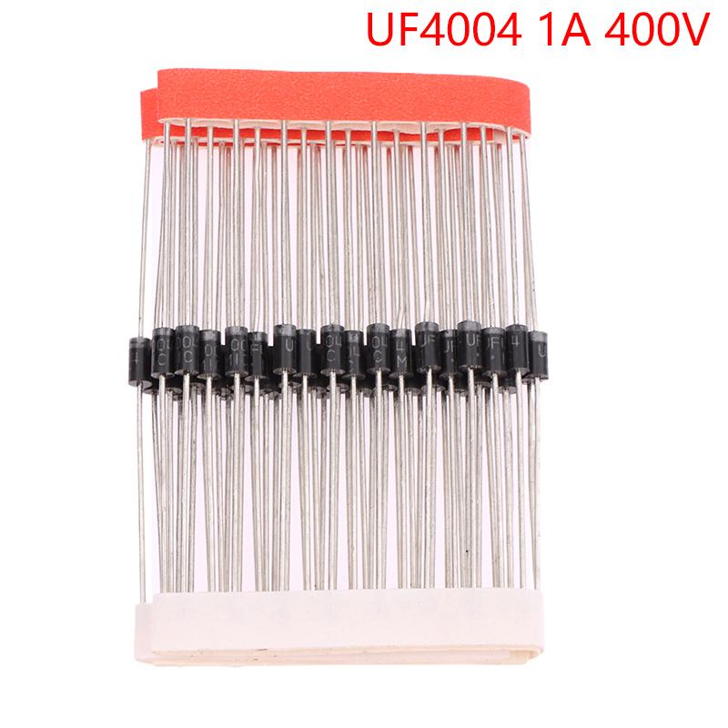 

50шт випрямних діодів Шотткі Uf4004 Uf4007 1A 400V 1000V ультрашвидкого відновлення діодного випрямляча Do-41 A1