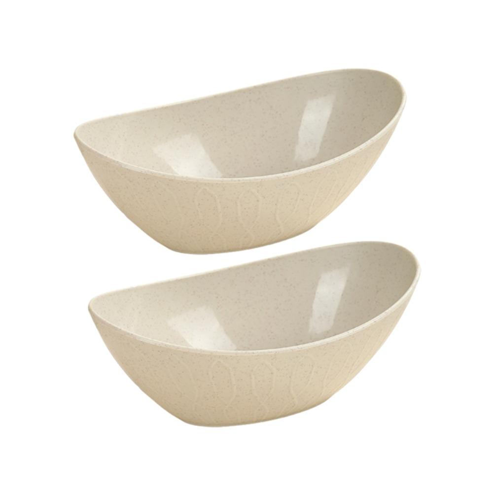 2PCS Large Capacity Ingot Shape Salad Bowl Thickened Snack Bowl Fruit Serving Bowl Living Room бежевый