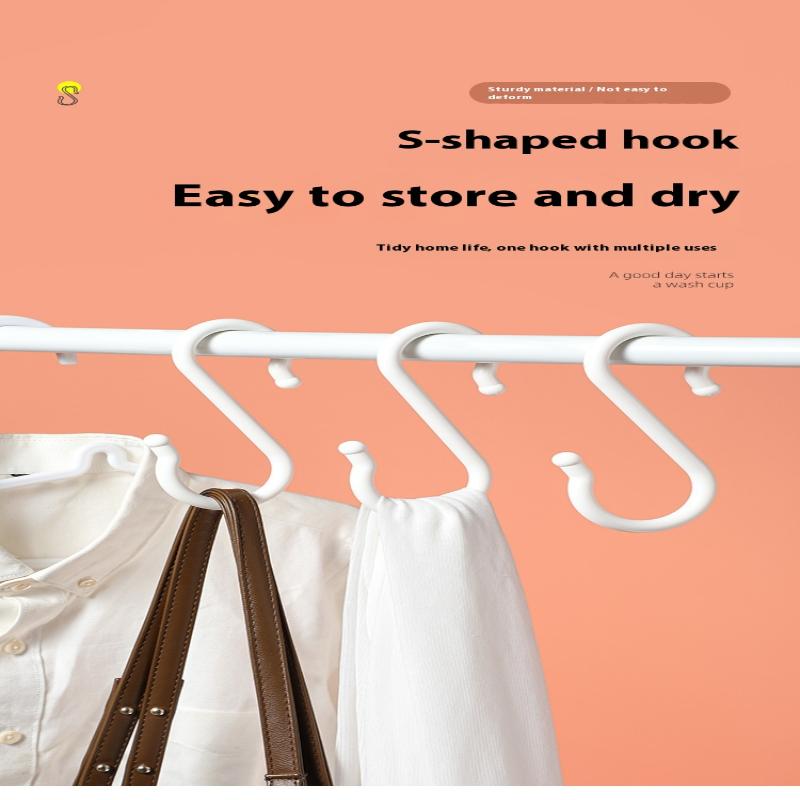 8Pcs S-Shaped Door Behind Hook Multi-Purpose Kitchen Hooks Wardrobe Clothes Cross Bar Universal Portable Bathroom Plastic Hook