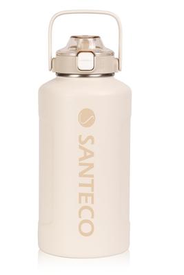 SANTECO Vacuum Insulated Water Large Keeps Cold or Includes Compatible with Direct Drinking Sports Stylish Wide Stainless Beige Bottle, Capacity,