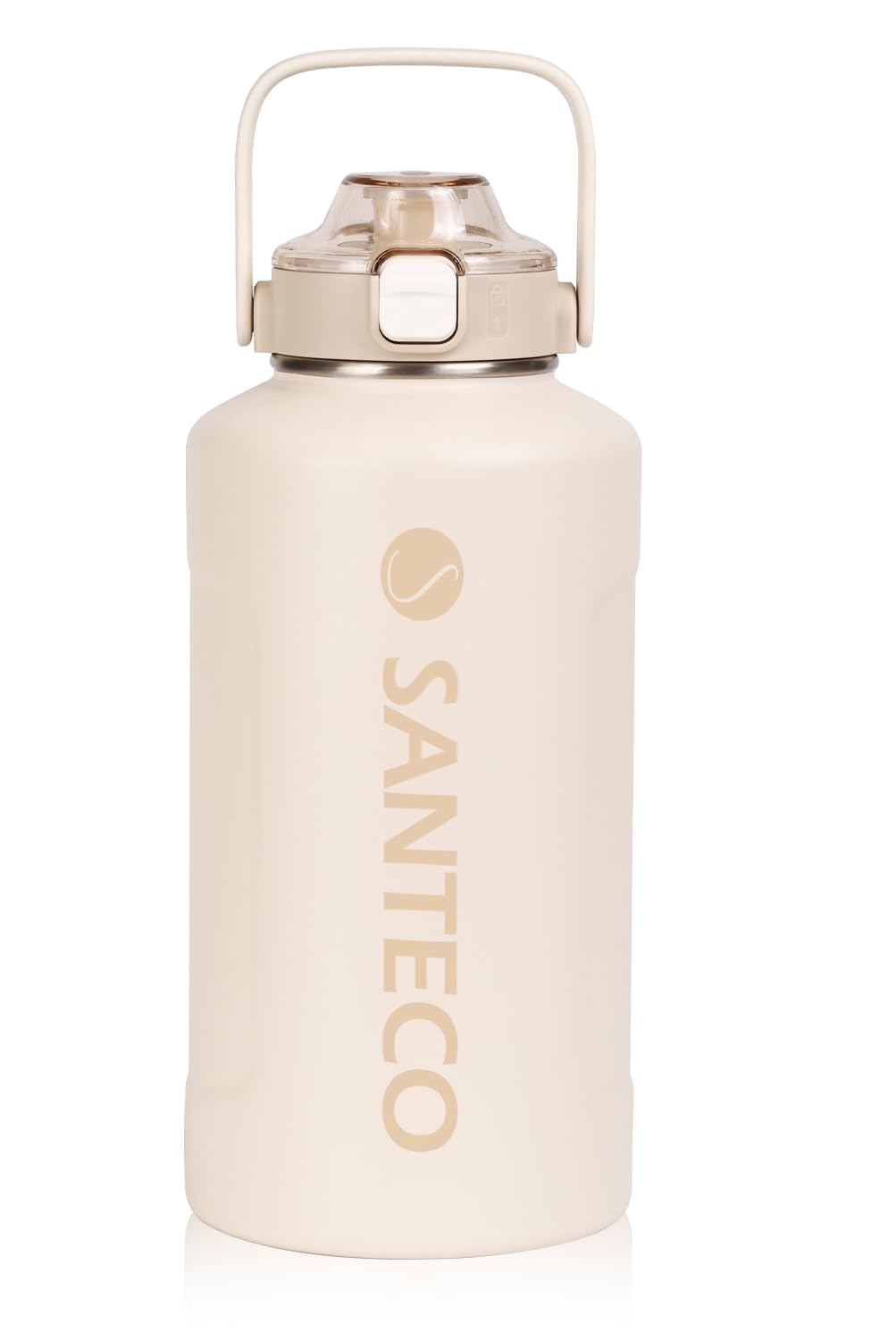

SANTECO Vacuum Insulated Water Large Keeps Cold or Includes Compatible with Direct Drinking Sports Stylish Wide Stainless Beige Bottle, Capacity,