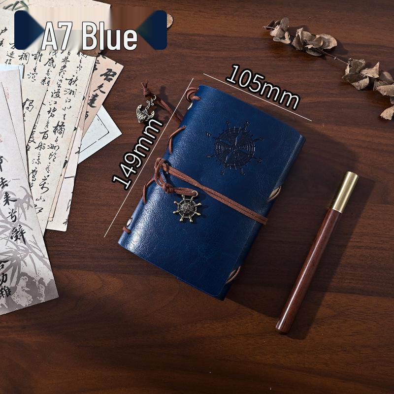 Ретро Пиратский Морской Дорожный Дневник: Кожаный журнал на кольцах с ремешком 80 Blank Cowhide Sheets