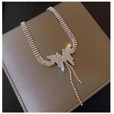 Diamond Butterfly Necklace Kutas vabzdžių raktikaulio grandinė