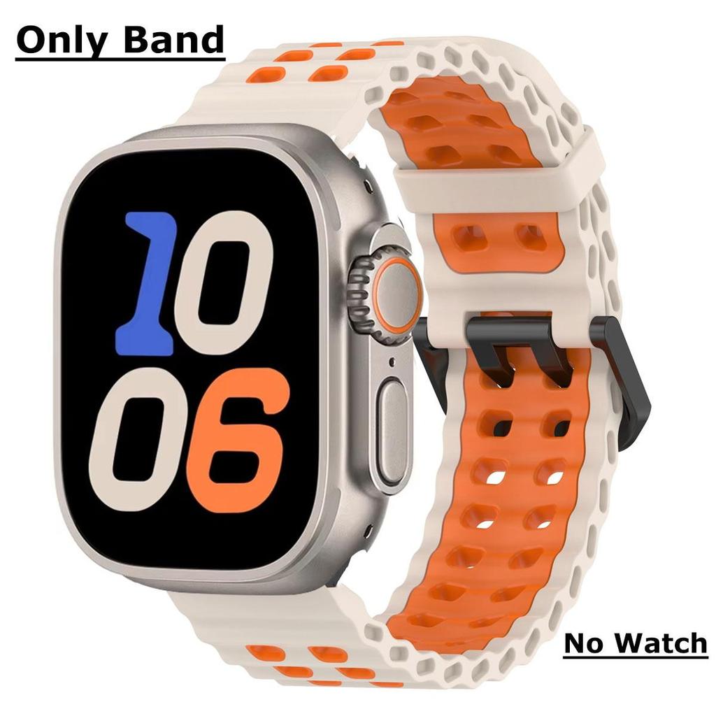 Ocean Silicone Strap for Apple Watch Ultra 2 49mm Band Breathable Bracelet for iWatch Series 10 46mm 42mm 9 8 7 6 SE 45mm 44mm