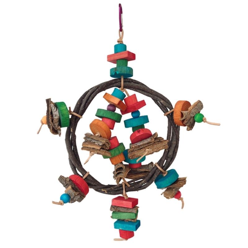 

Parrots Toy Birdcage Tearing Rope Swing Toy MultiColored Wooden Block Chewing Toy for Medium Birds Birdcage Hanging Toy 1
