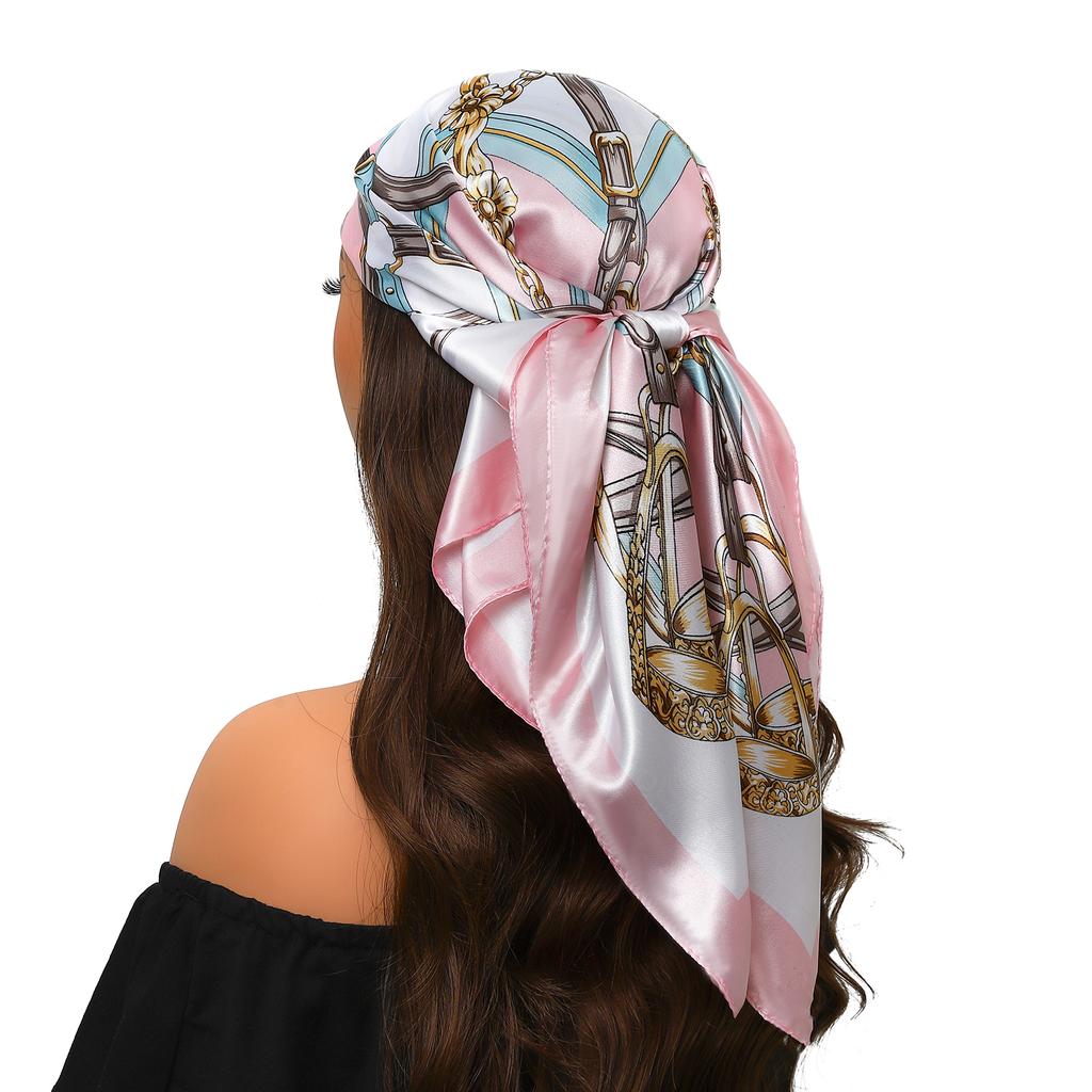 Silk Scarves Women Luxury Brand Summer Fashion Designer Head/Hair Scarf 90*90cm Hijab Bandana Cheveux Foulard Femme 90X90CM