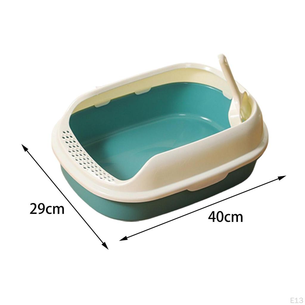 Cat Anti Splashing Kitten Potty Toilet Semi Enclosed High Sided Sandbox Bedpan for Indoor Cats,