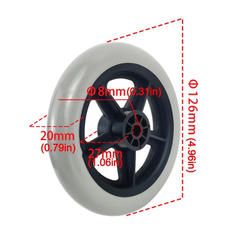 Ruota anteriore per sedia a rotelle da 5 pollici, resistente, antiscivolo, per carrello della spesa, ruota di ricambio con pneumatico pieno, ruota per carrello da viaggio