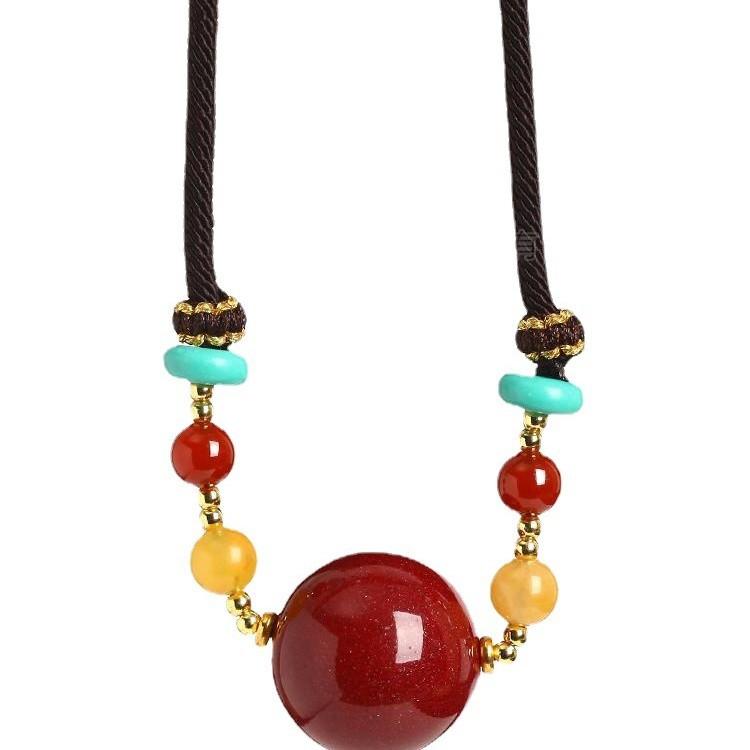 Cinnabar pendant, birthstone accessory for women, natural raw mineral red cinnabar necklace jewelry