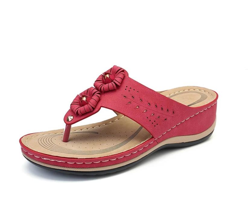 Wedges Summer Woman slides Shoes Retro Beautiful Flowers Non-slip Lightweight Large Size Comfort Female Slides Outside Slippers7