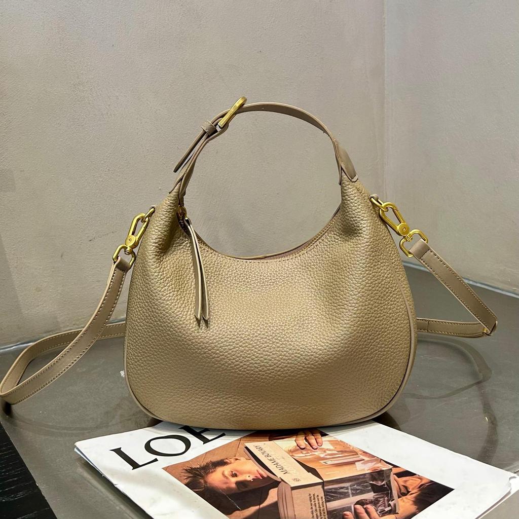 New Leather Large Bag Temperament Handbag, Single Shoulder Diagonal Cross Handbag, Women's High-end Sense, Top Layer Cowhide Women's Bag
