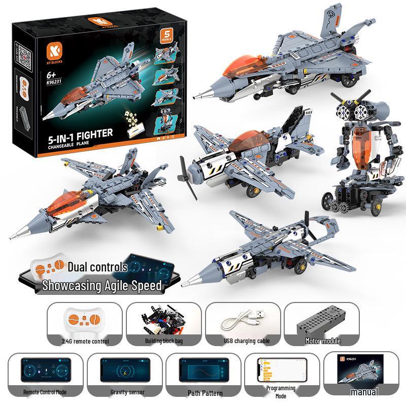 5-in-1 Robot Programming Building Blocks Educational Toy for Kids - Digital Display Remote Control