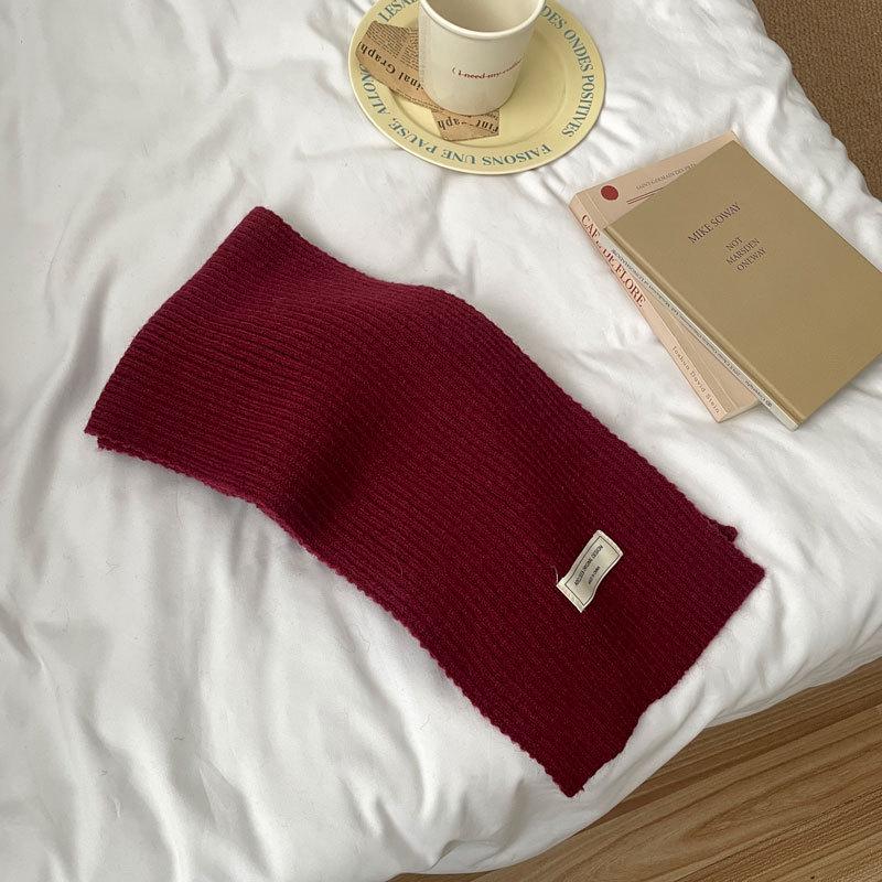 Angola Red Knitted Scarf - Winter Protection, Korean Style, Christmas Shawl for Men & Women