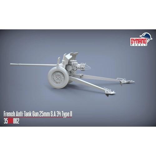 Dynamo Models 1/35 French Hotchkiss 25mm S.A. 34 Type 2 Anti-Tank Gun Plastic Model DYN35DM002