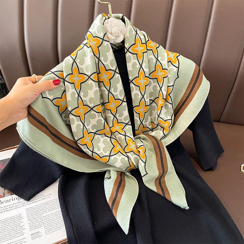 Autumn and Winter New Korean Version Fashion Printed Scarf, Scarf, Imitation Wool Feel Fashion Scarf, Tie, Sunscreen Silk Scarf