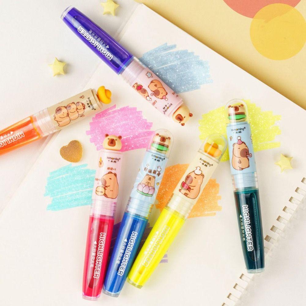 Large Capacity Capibara Highlighter Pen DIY Painting Color Pen Key Points Marker Pen  Boys Girls