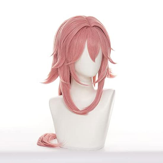 Yae Miko Cosplay Wig Pink Long Cosplay Accessories Wig Costume Comiket Event Halloween School Festival Cultural Festival Fancy Dress Disguise Wig Net