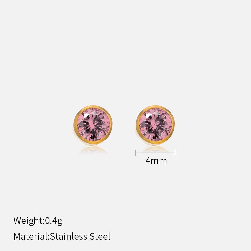 Simple Crystal Stud Earrings Fashion Women December Birthstone Colorful Diamond Earrings for Girls Gift