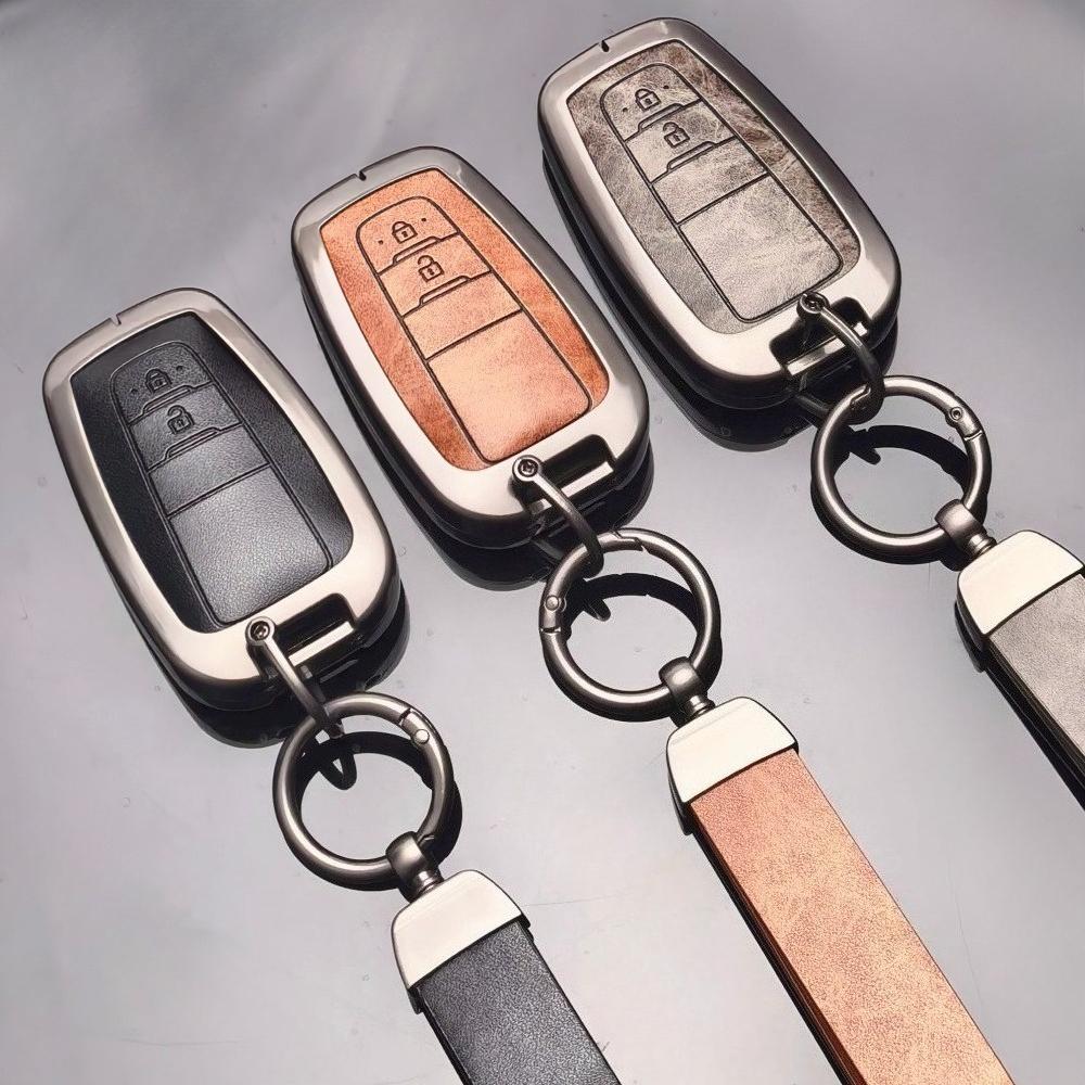 Zinc Alloy Leather Remote Car Key Case Cover For Toyota Chr Camry Corolla Rav4 Highlander C-Hr Prius Land Cruiser Prado Shell