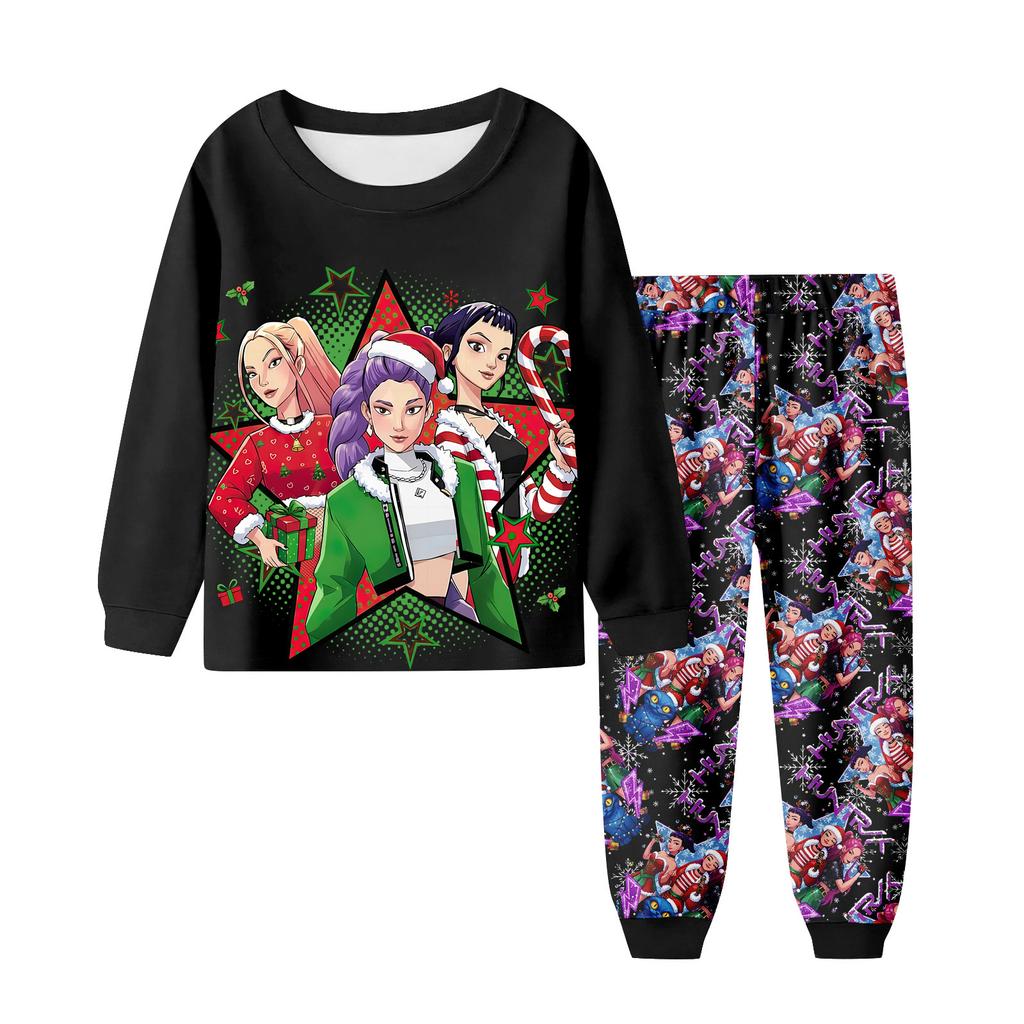 Children's Fashion Suit Skirt Round Neck Long Sleeve Top Pants