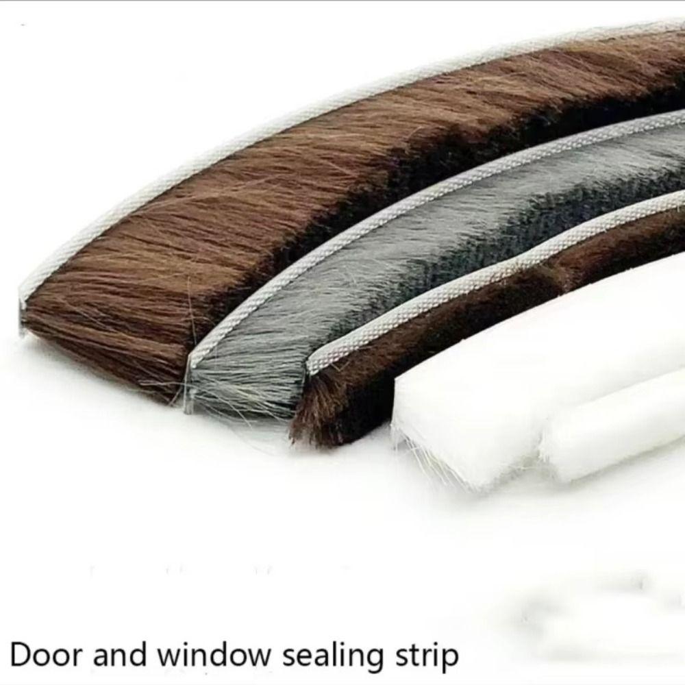 New 10Meters Sealing Strip Self-adhesive White Grey Wind-proof Brush Strip Door Brush Strip Soundproof Dustproof