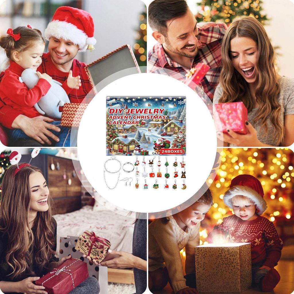 Christmas Jewelry Advent 24 Days Jewelry Making Set DIY Bracelet Countdown Calendar For Girls Adults Collectors Craft Lovers