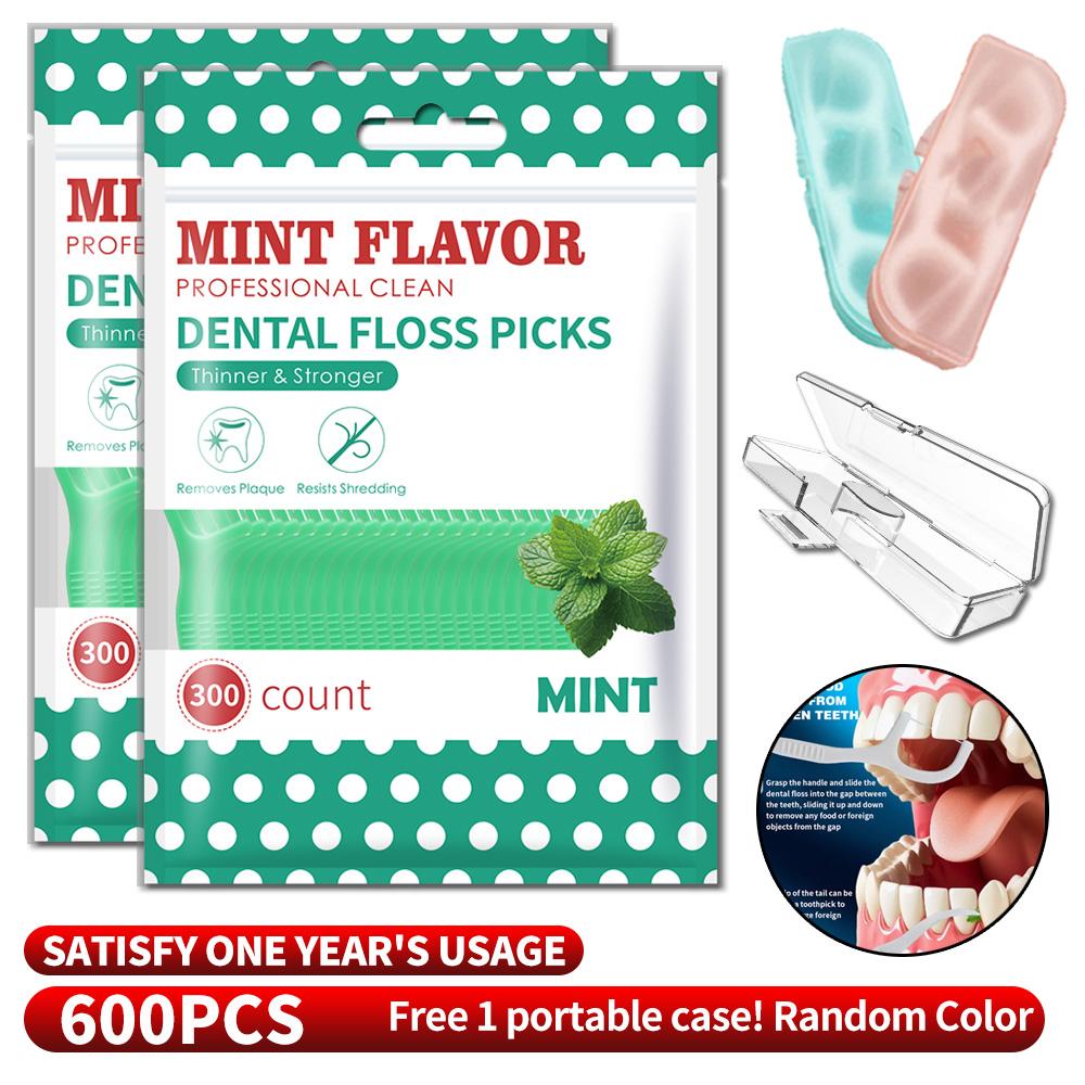 600PCS dental floss stick, equipped with dental floss box, multiple styles to choose from, cleaning tool for interdental spaces