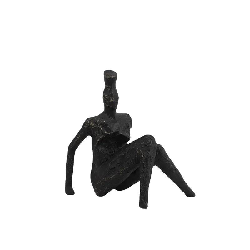 Creative Metal Abstract Human Sculpture Black Person Bedroom Study Ornament Living Room Decoration Art Home Decor Accessories
