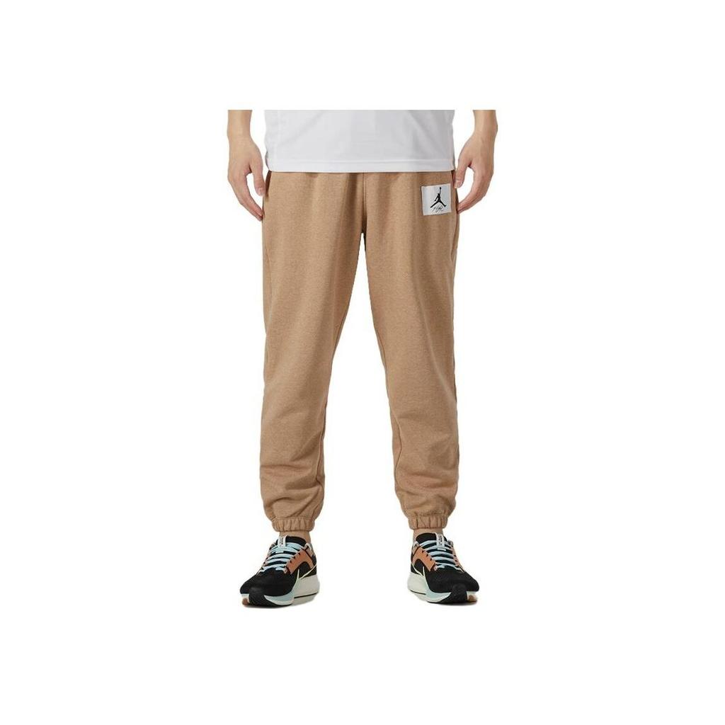 Jordan Geborduurd Logo Trekkoord Gebreide Joggingbroek met Fleece Voering Heren Broeken Khaki DQ7469-201