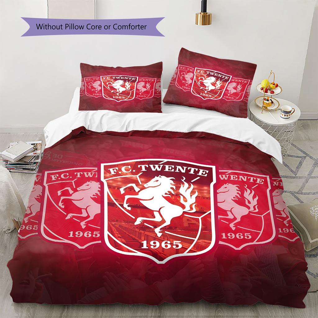 Biancheria da letto con motivo FC Twente Enschede Decorazione per la casa Regalo di compleanno ( 1 copripiumino + 2 federe, senza imbottitura),merchandising per fan.