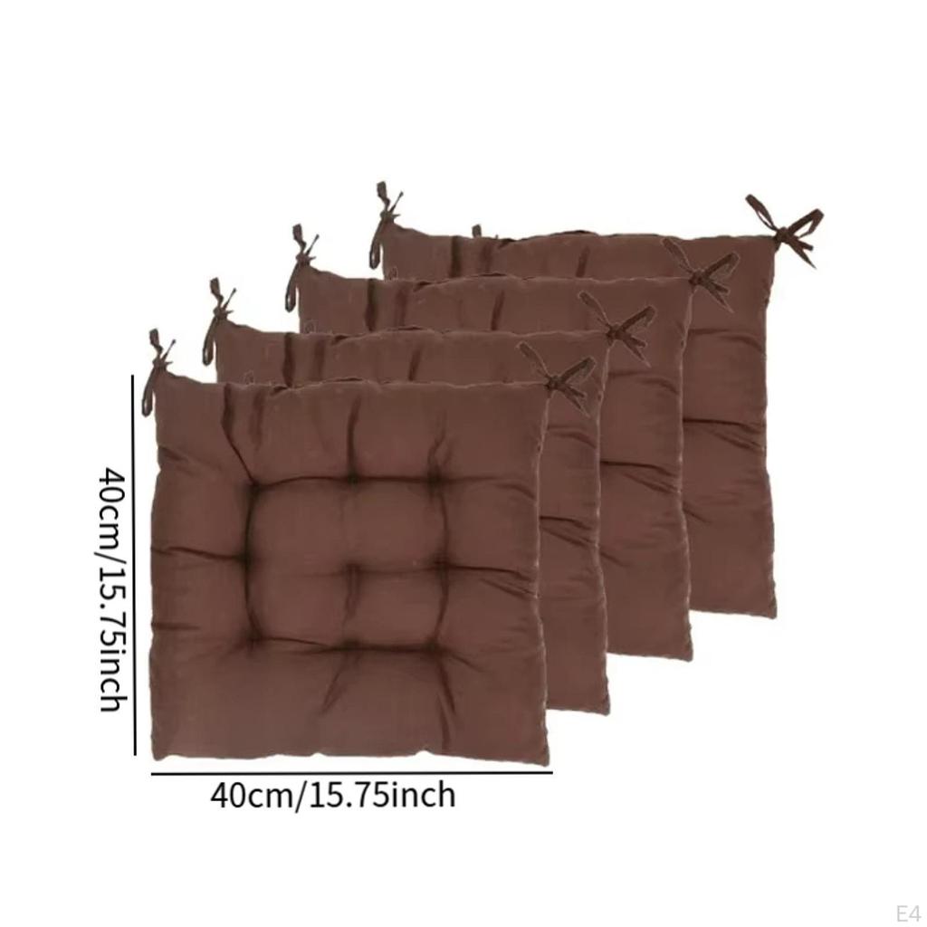 4 Pack Chair Cushions for Indoor Kitchen Use with Non-Slip Feature And Ties
