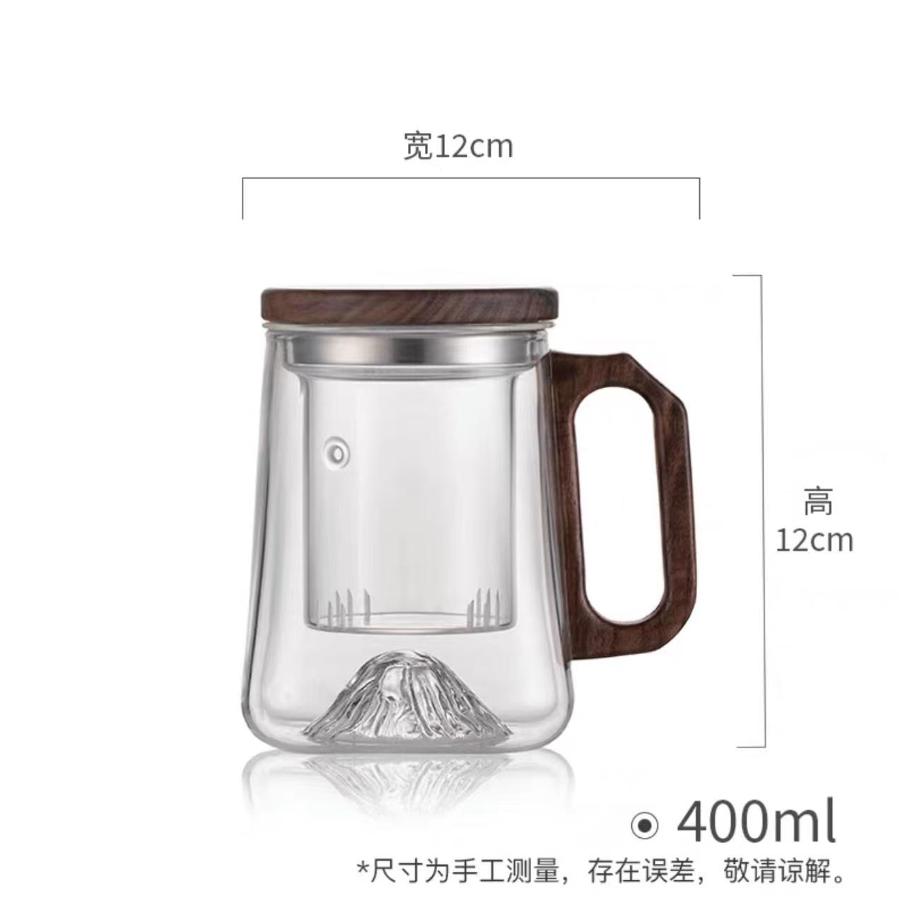 

400ml Heat-resistant Glass Tea Cup With Tea Infuser Filter Walnut Wooden Handle Lid Tea Mug Drinkware 400ml чистый