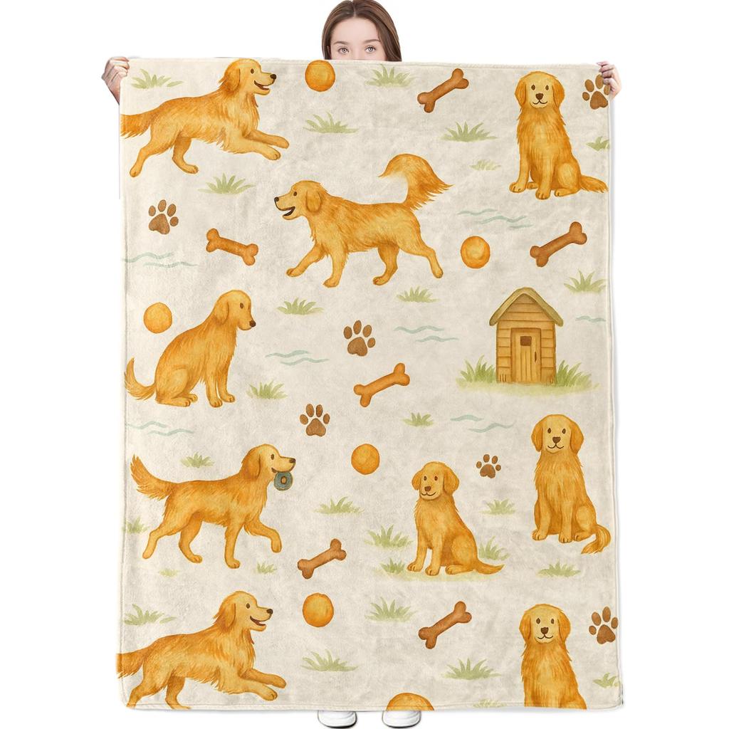 Golden Retriever Blanket Soft Lightweight Flannel Fleece Throw Blanket for Couch Bed Sofa Travel Gift for Women Girls Pet Lovers