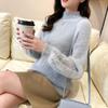 Half Turtleneck Mohair Sweater Women's Autumn and Winter Long-sleeved All-match Slim Pullover Knitted Top