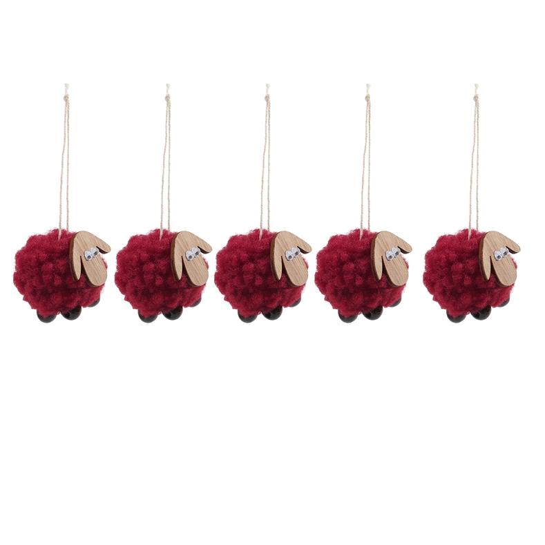 5 pezzi di simpatici ornamenti natalizi a forma di pecora, decorativi, da appendere, per albero di Natale, artigianato, feste, decorazioni per la casa
