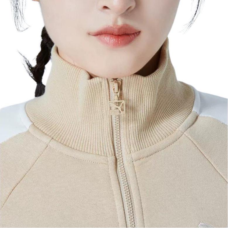 PUMA Logo Print Zip-Up Stand Collar Jacket Women Jacket Yellow 531412-67