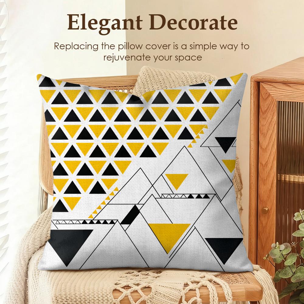 Geometric Drawing Cushion Cover Natural Linen Organic Fabric DoubleSided Printing Sofa Home Decor Gift Pillow Case