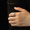 Adjustable Open Ring Men Women Sterling Vintage Geometric Band Retro Design