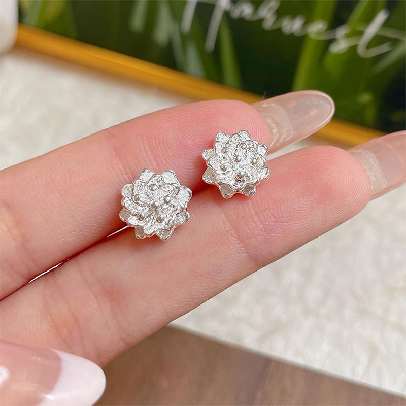 1Pair Retro Lotus Ear Bone Nail Spiral Stud Earrings For Women Girls Wedding Party  Fine Jewelry Gift