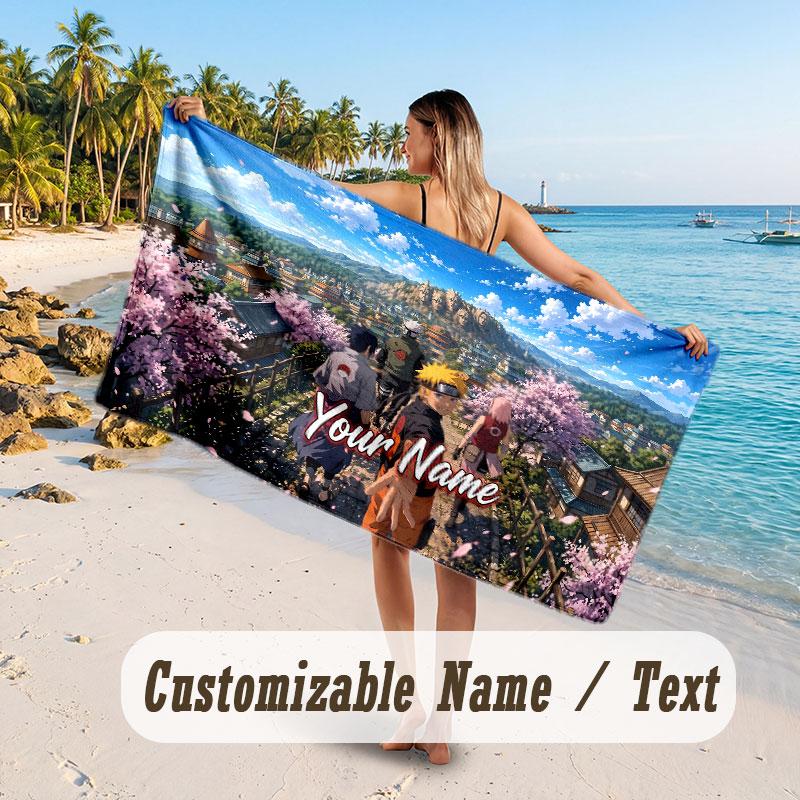 Custom Name Large Beach Towel,Naruto Quick Absorbent Towel For Outdoor Travel Poolside