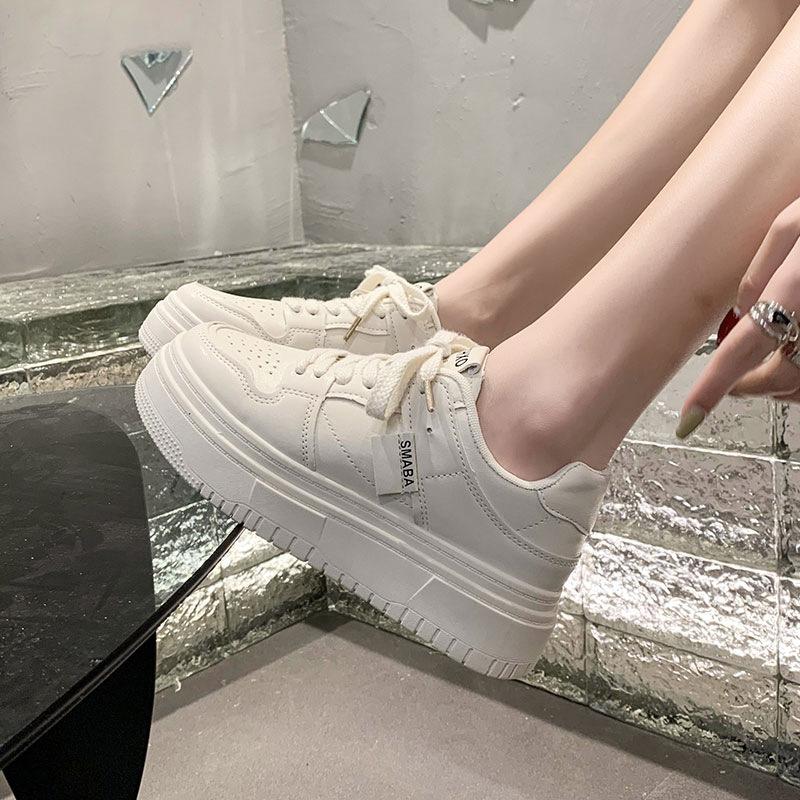 Muffin Platform White Shoes Children's Autumn New Versatile Height Increase Breathable Casual Board Shoes