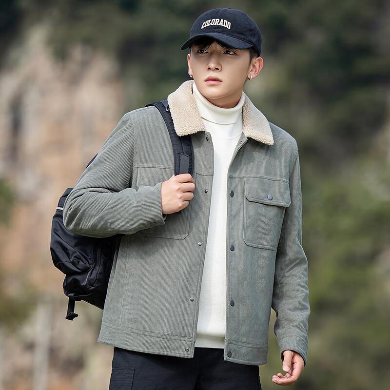 

FAPAI Men s Corduroy Sherpa-Lined Casual Jacket L