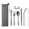 Black/Silver Camping Cutlery Set Stainless Steel Spoon Fork Set Flatware Set  Outdoor
